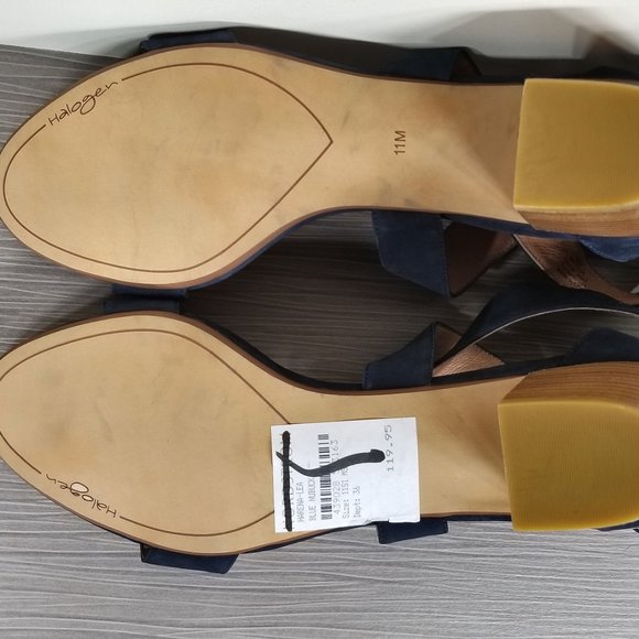 Halogen Criss Cross Strap Block Heel Sandals, Navy Suede, Womens Size 11 M - Picture 11 of 13